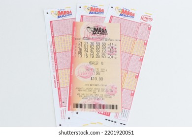 MIAMI, FLORIDA USA - 09-14-2022
Isolated Lottery Ticket For Mega Millions In Florida, USA.