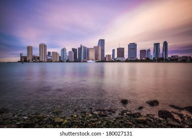 Miami, Florida, USA Downtown Skyline At Dawn.