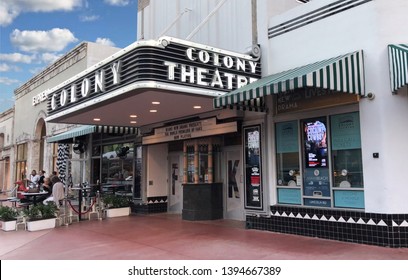 Miami, Florida  USA - February 07 2019: Famous Colony Theatre At The Lincoln Road Mall In Miami Beach, Florida