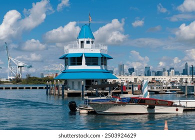 Miami, Florida, USA - June 09, 2024: Summer vacation. Florida Biscayne bay Miami. Biscayne Bay. Miami beach marina. Travel destination. Yacht in marina on Biscayne Bay. Luxury lifestyle - Powered by Shutterstock