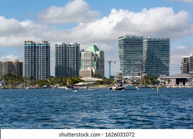 Miami, Florida/USA - January 25, 2020: Miami Coast Line. Coral Reef Yacht Club. US Sailing Center.