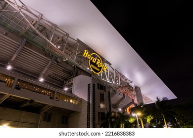 Miami Gardens, FL - October 7, 2022: Hard Rock Stadium Is The Home For The NFL Miami Dolphins And The University Of Miami Hurricanes Football Team.