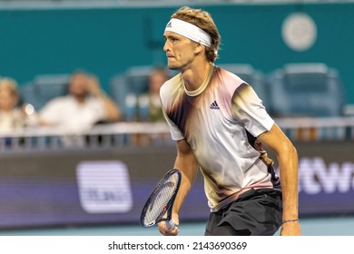 Miami Gardens, FL, USA. 27th Mar. 2022. Mackenzie McDonald Vs Alexander Zverev ATP 2022 Miami Open By Itau. Score:2-6,2-6. Winner: Alexander Zverev.