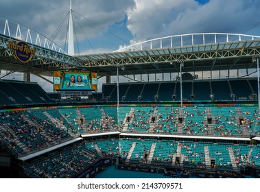 MIAMI GARDENS, FLORIDA - APRIL 1, 2022: Hard Rock Stadium During 2022 Miami Open Masters Tennis Tournament In Miami Gardens, Florida