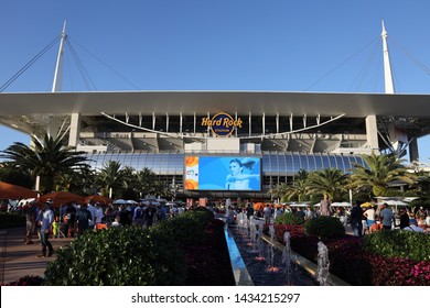 MIAMI GARDENS, FLORIDA - MARCH 27, 2019: Hard Rock Stadium During 2019 Miami Open In Miami Gardens, Florida