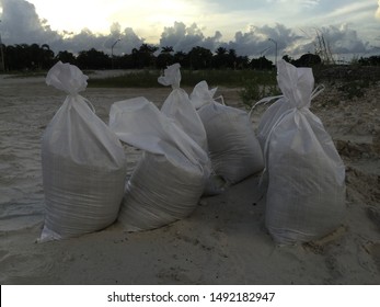 Miami Gardens, Florida/ USA- August 30, 2019 Sandbags Filled In Preparation For Hurricane Dorian.