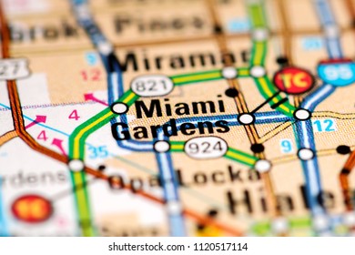 Miami Gardens. Florida. USA On A Map