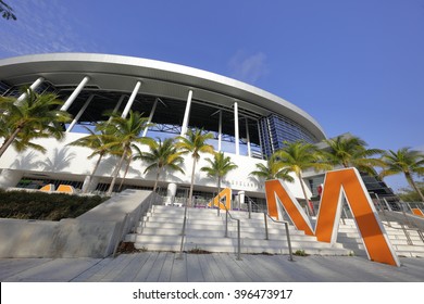 MIAMI - MARCH 26: Exterior Photo Of The Marlins Park Home To The Florida Marlins Baseball Team Was Completed In 2012 And Located At 501 Marlins Way LoanDepot Park