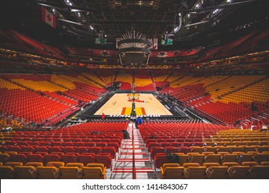 MIAMI - MARCH 31, 2018 : American Airline Arena empty seats of after a Miami Heat basketball game