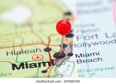Miami Pinned On A Map Of USA 