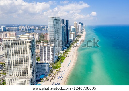 Similar – Image, Stock Photo Aerial view of Miami coastline on a cloudy day