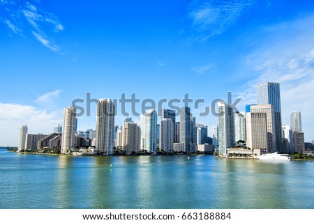 Similar – Image, Stock Photo Aerial view of Miami coastline on a cloudy day