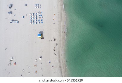 Miami South Beach Overhead Aerial View Sand And Green Water