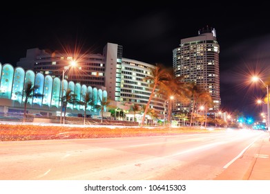 Miami South Beach Street View At Night