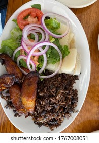 Miami Style Cuban Food Fried Plantains Yuca And Black Beans And Rice .