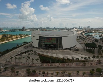 MIAMI, UNITED STATES - Apr 02, 2018: An Aerial Shot Of FTX Arena Stadium Home Of The Miami Heat