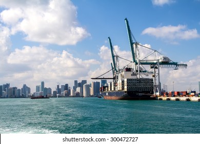 MIAMI, UNITED STATES - CIRCA NOVEMBER 2014: Cargo terminal of the Miami Seaport, on November 2014, in Miami, United States. 