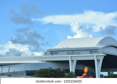 Miami, United States - July 4, 2017: Miami's Marlins Park Spotted From The Dolphin Expressway On A Cloudy Day