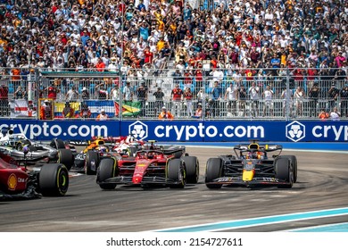MIAMI, UNITED STATES - May 08, 2022: Carlos Sainz Jr, from Spain competes for the Scuderia Ferrari at round 05 of the 2022 FIA Formula 1 championship.