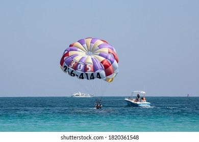 Miami, USA, Circa 2017; A Para Sailing Adventure Off The Beach In Miami