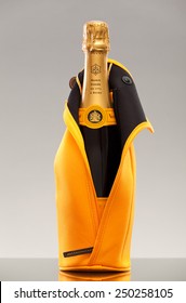 MIAMI, USA - FEB 5, 2015: Bottle of Veuve Clicquot Ponsardin Premium Champagne arrive in time for the Holiday Season. Veuve Clicquot Ponsardin is a French champagne house based in Reims.