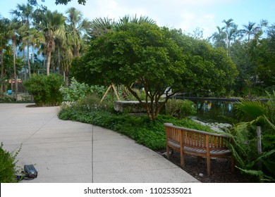 MIAMI, USA - February 9, 2018: Miami Beach Botanical Garden in South Beach, Florida