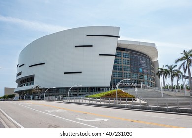 MIAMI, USA - MARCH 21, 2016: The American Airlines Arena, Home Of The Miami Heat Professional Basketball Team.