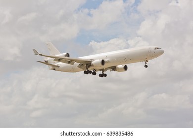 MIAMI, USA - May 14, 2017: A Cargo MD-11 Aircraft Landing At The Miami International Airport. 