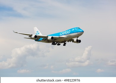 MIAMI, USA - OCTOBER 10, 2016: KLM Cargo Boeing 747 Approaching The Miami International Airport.