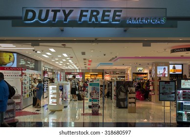 Miami, U.S.A. - September 12, 2015: Duty Free Americas store at Miami International Airport, U.S.A.
