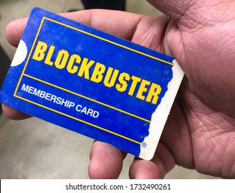 Miami, Year 2019: Blockbuster Membership Card In Hand. Retro Video Club.