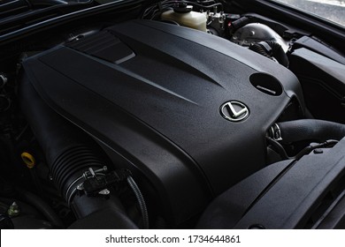 Miami, Year 2019: Under The Hood Of A Lexus IS 350. Japanese Engine. Luxury Sedan.