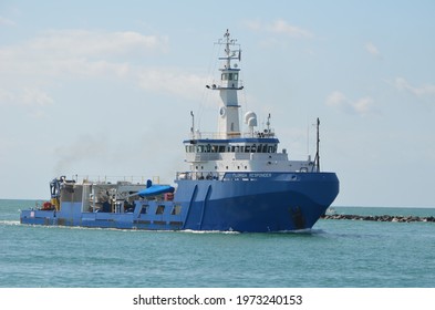 Miami,Florida,U.S.A, 28 May 2021.Florida Responder A Polution Control Ship Approaching The Port Of Miami.
