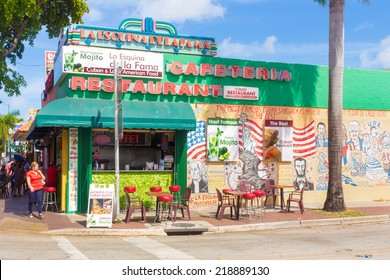MIAMI,USA - SEPTEMBER 5, 2014 : Typical cuban restaurant at SW 8th Street, a focal point of the cuban community in Miami