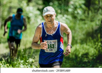 Miass, Russia - June 28, 2015: Old Man Run During Marathon 