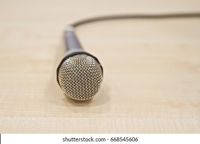 Mic on the table. Selective focus