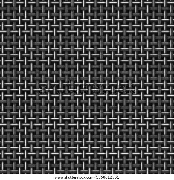 黒い背景にマイクテクスチャ ワイヤメタル織りシームレス グリルパターンシームレス の写真素材 今すぐ編集