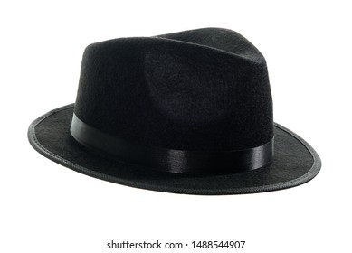 Michael Jackson black fedora hat isolated on a white background. 