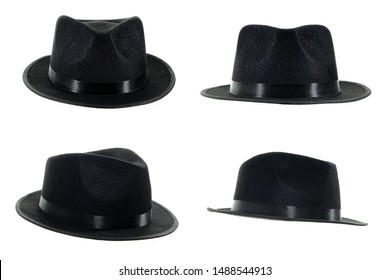 Michael Jackson black fedora hat isolated on a white background. 