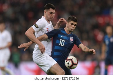 Michael Keane Of England Does Battle With Christian Pulisic Of United States - England V United States, International Friendly, Wembley Stadium, London - 15th November 2018