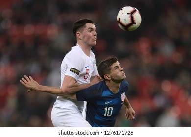 Michael Keane Of England Does Battle With Christian Pulisic Of United States - England V United States, International Friendly, Wembley Stadium, London - 15th November 2018