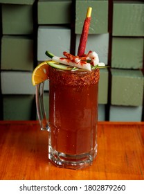 Michelada With Jicama And Cucumber With Chamoy