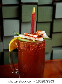 Michelada With Jicama And Cucumber With Chamoy