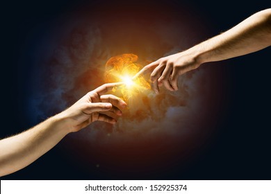 God Touches Man Images Stock Photos Vectors Shutterstock Michelangelo Gods Touch Close Human 260nw 152925374