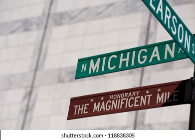 Michigan Avenue Street Sign In Chicago