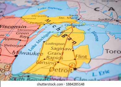 Michigan state on the USA map - Shutterstock ID 1884285148