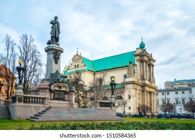 Mickiewicz Monument and Church of the Assumption of the Virgin Mary and of St. Joseph known as the Carmelite Church. Travel.