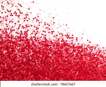 Micro Red Particles In Liquid. High Magnification Macro.