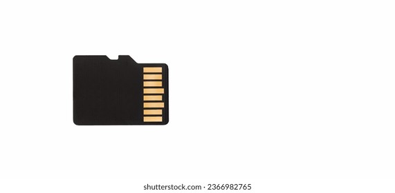 Micro sd memory card on a white background. Copy space.