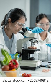 Microbiologist Working on Molecule Samples in Modern Food Science Laboratory,Control experts inspect the concentration of chemical residues. hazards, standard, find prohibited substances, contaminate
